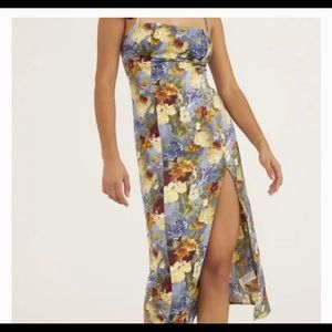 Urban outfitters floral silky satin dress